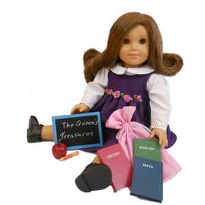 The Queen's Treasures 18" Doll Accessories For American Girl® Furniture, 6Pc School Supply Set: Books, Apple, Pencil, Chalk Bed