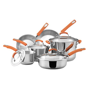 Rachael Ray Stainless Steel II 10 Piece Cookware Set Orange