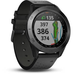 Approach S60 Golf Watch (Black Ceramic Bezel with Black Leather Band)