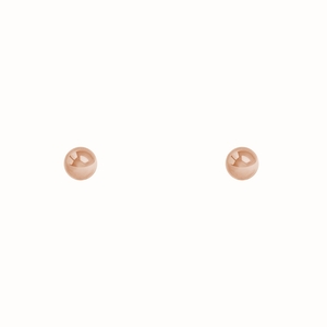 14K Rose Gold 3mm High Polish Ball Stud Earrings