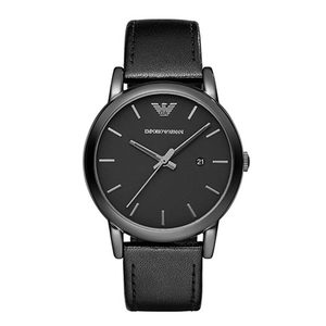 Mens Classic Dress Black Leather Watch Black Dial