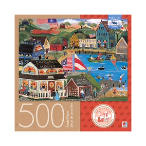 Milton Bradley Premium Blue Board Jigsaw Puzzle - Cheryl Bartley - Summertime Spirit Village: 500 Pcs