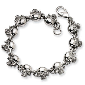 Stainless Steel Skull Bracelet - 8 Inch