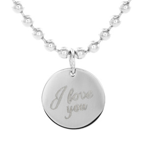 West Coast Jewelry Stainless Steel 'I Love You' Disc Pendant with Ball Chain Necklace