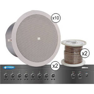Basic Two-Zone, 70V Ceiling Sound System for up to 3,000 sq ft. sq ft.