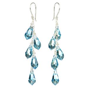 Lita Sterling Silver Swarovksi Aquamarine Colored Teardrop Earrings