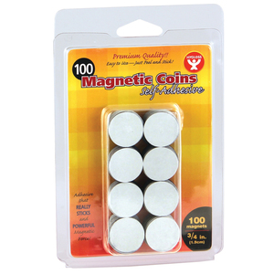Hygloss Ed Prod Self-Adhesive Magnetic Coins- 100, 3/4&quot; Coins, Bundle Of 6