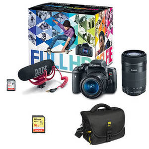 EOS Rebel T6i DSLR Camera with 18-55mm Lens Video Creator Kit with 55-250mm Lens