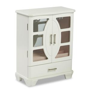 White Glass Door Upright Jewelry Box