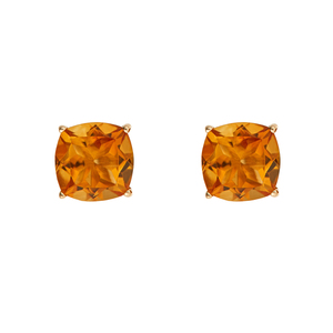 14K Yellow Gold 5mm Cushion Citrine Studs