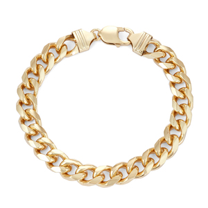 Gold over Sterling Silver Square 300 Gauge Curb Link Bracelet, 9 Inches