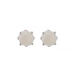 Sterling Silver 5mm Round Genuine Opal Openwork Stud Earring