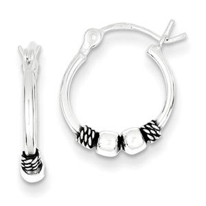 Sterling Silver Antique Fancy Hoop Earrings