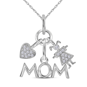 &nbsp; 1/10 CTW CHILD HEART MOM DANGLING PENDANT
