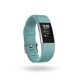 Charge 2 Heart Rate + Fitness Wristband Teal/Silver - Small