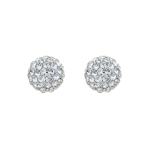 Sterling Silver 7mm White Crystal Ball Stud Earring