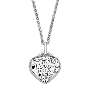 Sterling Silver Language of Love Heart Necklace