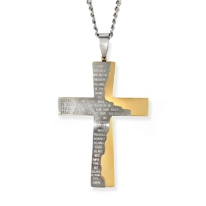 Men's Stainless Steel Two Tone Lord's Prayer Pendant