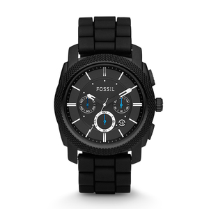 Mens Machine Chronograph Black Silicone Watch