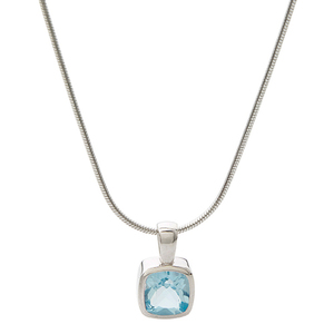 Blue Topaz Necklace w/ Snake Chain