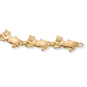 PalmBeach Jewelry Playful Cat Link Bracelet in Yellow Gold Tone 8"