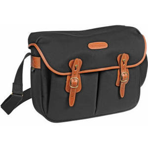 Hadley Large Canvas Shoulder Bag (Black with Tan Leather Trim)