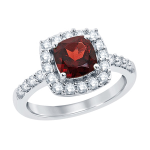 Created White Sapphire & Garnet Pendant in Sterling Silver