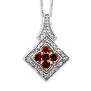 1/3 Cttw Red and White diamonds Pendant in Sterling Silver