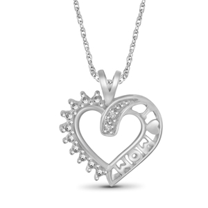 JewelonFire White Diamond Accent Sterling Silver Heart Pendant