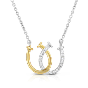 Diamond & 14k Yellow Gold Horseshoe Necklace