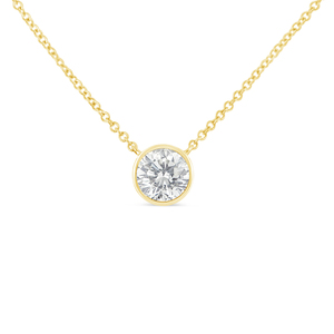 10K Yellow Gold 0.1ct. TDW Bezel-Set Diamond Solitaire Pendant Necklace(H-I,SI2-I1)