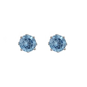 Sterling Silver 5mm Round Genuine Blue Topaz Openwork Stud Earring