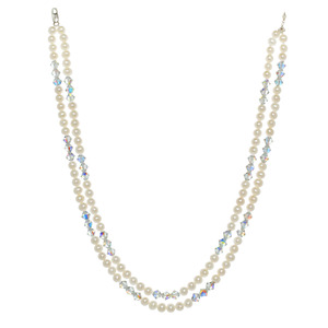 Swarovski Crystal & Genuine Freshwater Pearl Sterling Silver Necklace