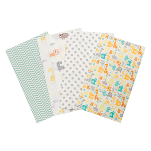 Trend Lab Mint Jungle 4 Pack Flannel Burp Cloth Set