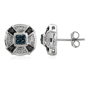 1/4 Cttw Multicolor diamonds earrings in Sterling Silver