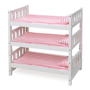 Badger Basket 1-2-3 Convertible Doll Bunk Bed with Bedding - Pink/Stripe