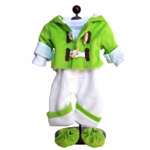 The Queen's Treasures 15" Doll Clothes for American Girl® Bitty Baby & Twins Green & Cream Overalls shirt jacket & Shoes