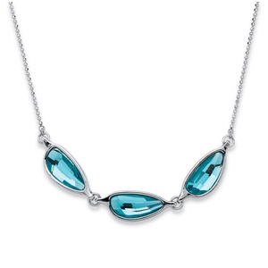 PalmBeach Jewelry Blue Half Moon Crystal Necklace MADE WITH SWAROVSKI ELEMENTS in Silvertone 18"-20"
