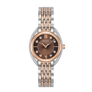 Ladies Diamond Collection Two-Tone Diamond Watch Brown Dial