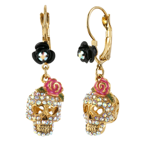 Crystal Skull Drop Earrings
