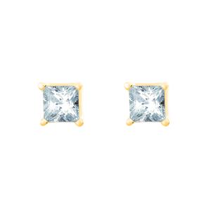 New York City Diamond District 14K Yellow Gold 1/2 cttw Princess Cut Diamond Stud Earrings