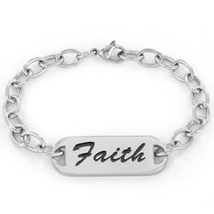 West Coast Jewelry Stainless Steel Bracelet Inspirational "Faith" ID Bracelet
