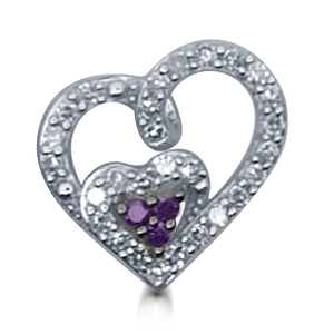 10Kw 1/4Ctw P/W Dbl Baby Inner Heart Pendant