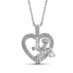 JewelonFire White Diamond Accent Sterling Silver Heart Pendant