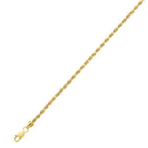 10K Yellow Gold 2mm Rope Anklet - 10 Inch - Lobster-claw