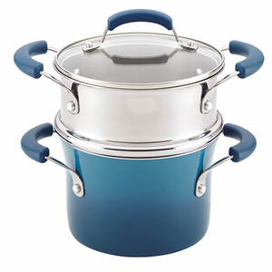 Hard Enamel Nonstick 3qt Multi-Pot w/ Steamer Blue