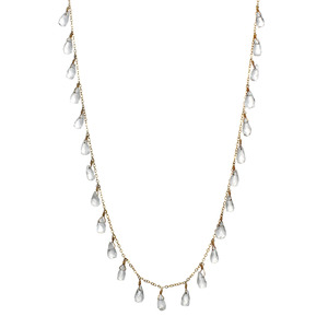 Lita Gold Over Silver Chain and Crystal Drops Necklace,17"