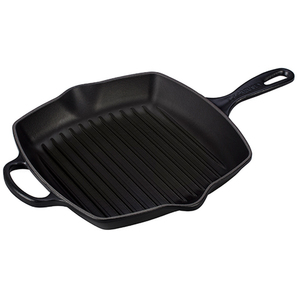 10.25" Signature Cast Iron Square Skillet Grill Matte Black