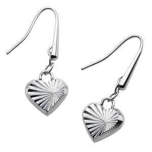 Inox Jewelry Women's Stainless Steel Hook Dangle Heart Polished Earrings