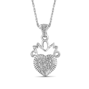 JewelonFire White Diamond Accent Sterling Silver Heart Pendant